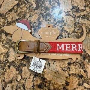 Mud Pie Red and Brown Dog Collar size S New